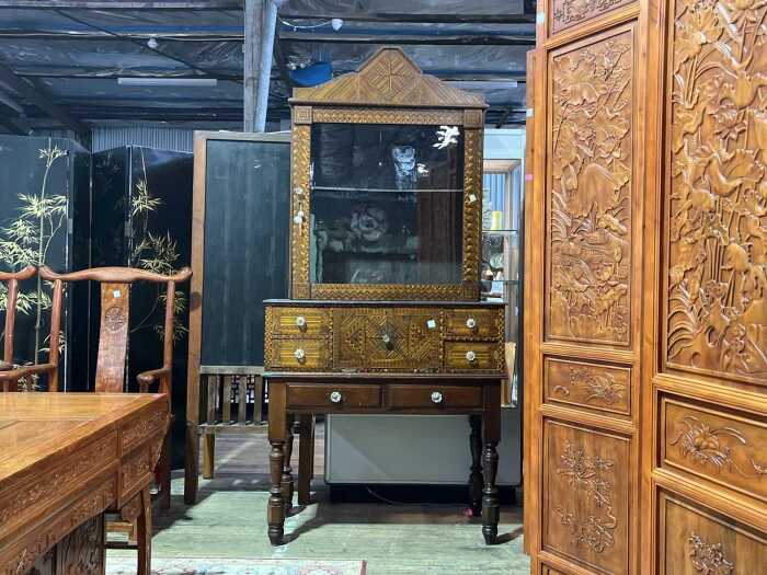 Australian inlaid curio cabinet