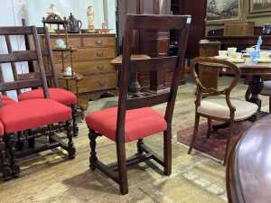 Set of six 19th century walnut ladderback dining chairs - 4