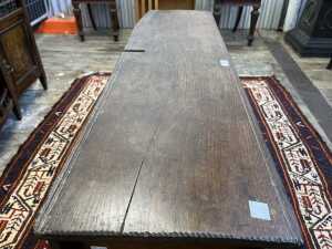 16th/17th century oak six-plank coffer - 5