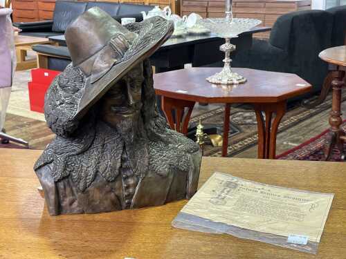 Benfield Haines 'King Charles I' bronzed ceramic bust, 1982, 9/250.