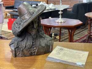 Benfield Haines 'King Charles I' bronzed ceramic bust, 1982, 9/250.