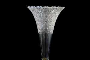 Victorian cut crystal and silver plated single trumpet epergne - 2
