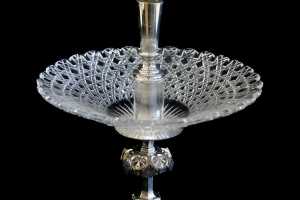 Victorian cut crystal and silver plated single trumpet epergne - 3
