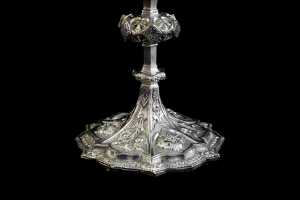 Victorian cut crystal and silver plated single trumpet epergne - 4