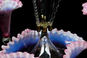 Victorian four trumpet, three basket glass epergne - 5