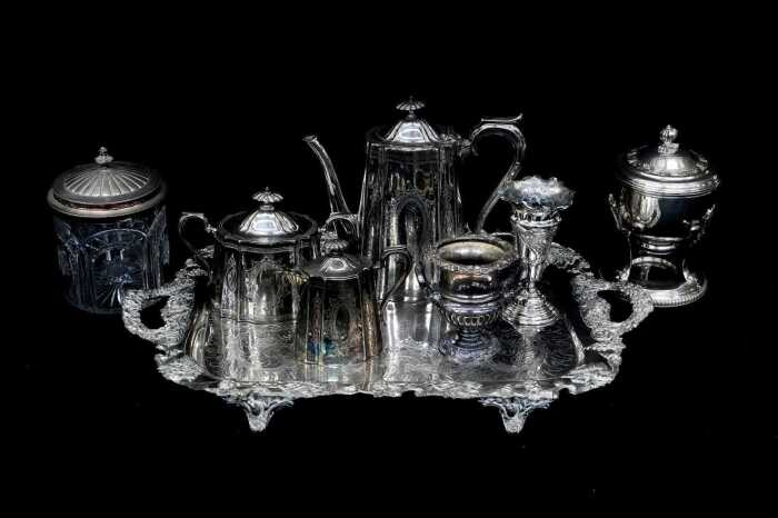 Antique silver plated tableware