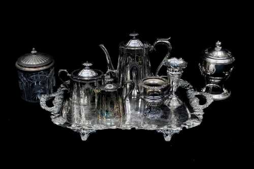 Antique silver plated tableware