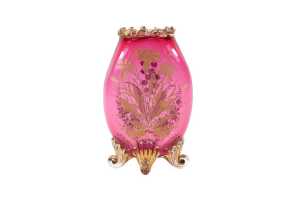 Late Victorian cut cranberry glass vase