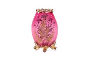 Late Victorian cut cranberry glass vase - 2