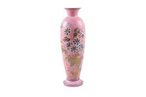Antique glass vase, with hand-painted and gilded floral decoration