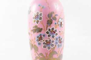 Antique glass vase, with hand-painted and gilded floral decoration - 2
