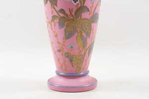 Antique glass vase, with hand-painted and gilded floral decoration - 3