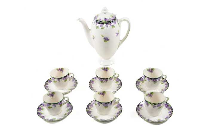 Royal Doulton 'Violet' porcelain coffee setting for six