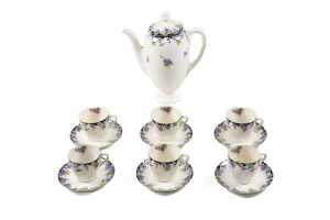 Royal Doulton 'Violet' porcelain coffee setting for six