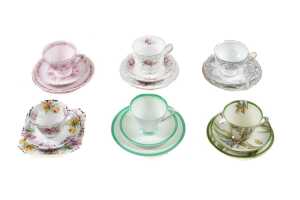 Six English porcelain trios