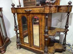 Victorian burr walnut parlour cabinet - 3