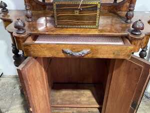 Victorian burr walnut parlour cabinet - 4
