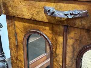 Victorian burr walnut parlour cabinet - 7