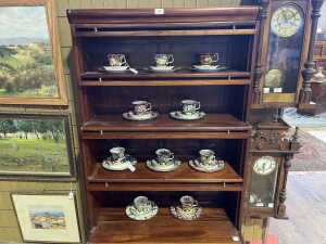 Antique style mahogany waterfall front barrister's bookcase - 4
