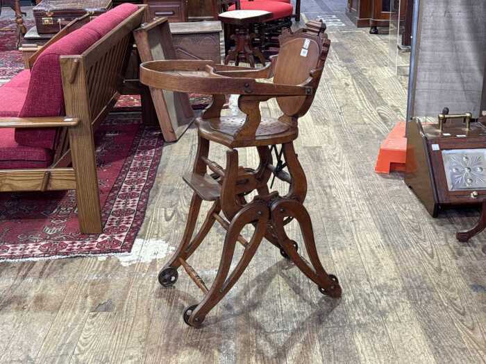 Victorian oak metamorphic highchair