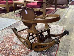 Victorian oak metamorphic highchair - 2