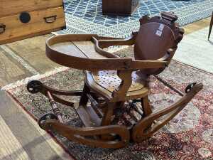 Victorian oak metamorphic highchair - 3