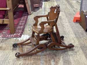 Victorian oak metamorphic highchair - 10