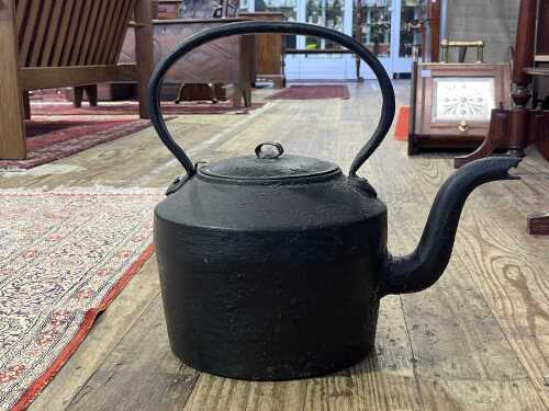 Antique cast iron fireside kettle