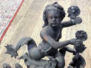 Antique cast metal figure of a twin tailed Triton or merman - 2