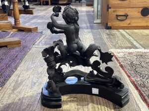 Antique cast metal figure of a twin tailed Triton or merman - 4