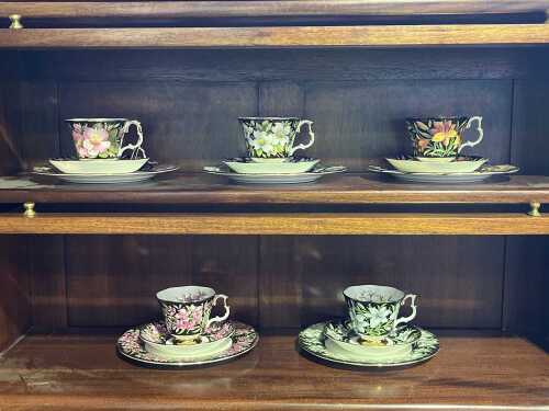 Five Royal Albert 'Provincial Flowers' porcelain duo and side plate sets