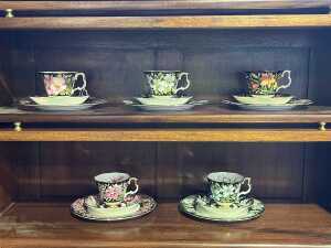 Five Royal Albert 'Provincial Flowers' porcelain duo and side plate sets