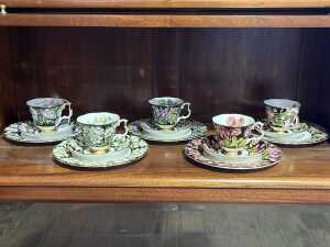 Five Royal Albert 'Provincial Flowers' porcelain duo and side plate sets