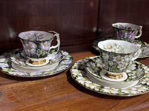 Five Royal Albert 'Provincial Flowers' porcelain duo and side plate sets - 2