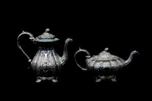 Antique silver plated tea service and tray - 2