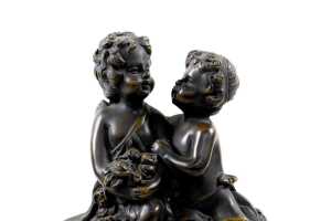 After Auguste Moreau, bronze sculpture of two cherubs - 2
