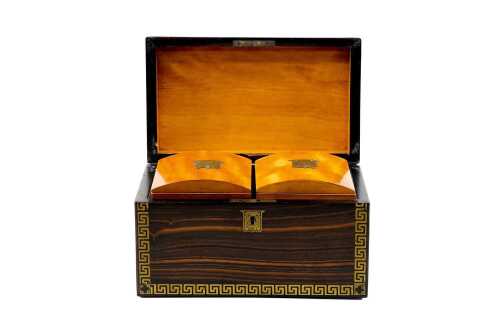 19th century calamander tea caddy