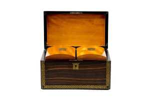 19th century calamander tea caddy