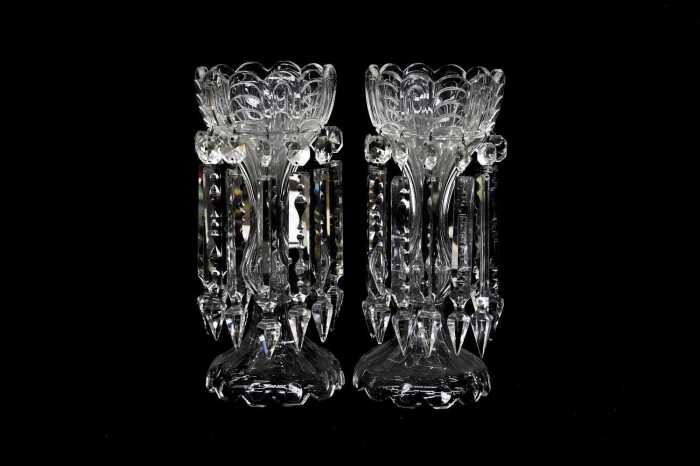 Pair of antique cut crystal lustres