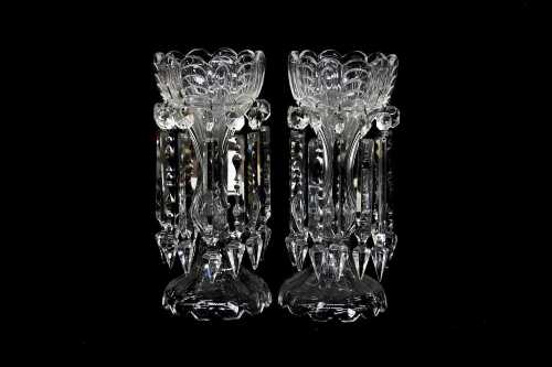 Pair of antique cut crystal lustres
