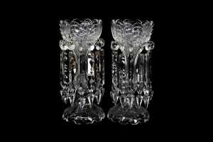 Pair of antique cut crystal lustres