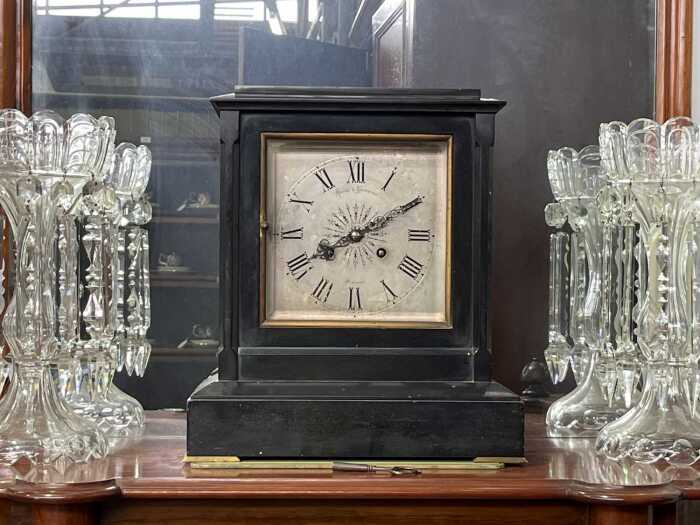 Antique French slate mantel clock