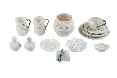 Belleek Shamrock porcelain pieces