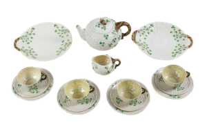 Belleek 'Shamrock ware' porcelain tea setting for four