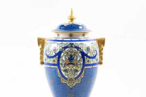 Pair of antique Royal Worcester porcelain urns, 1920 - 2