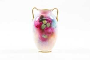 Antique Royal Doulton twin handled porcelain vase decorated by C.V. White - 2
