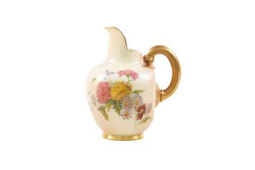 Edwardian Royal Worcester blushware porcelain flat back jug, 1906