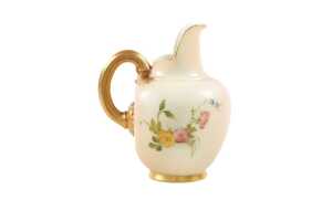 Edwardian Royal Worcester blushware porcelain flat back jug, 1906 - 2
