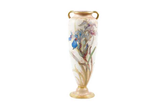 Victorian Doulton Burslem twin handled porcelain vase