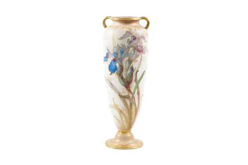 Victorian Doulton Burslem twin handled porcelain vase